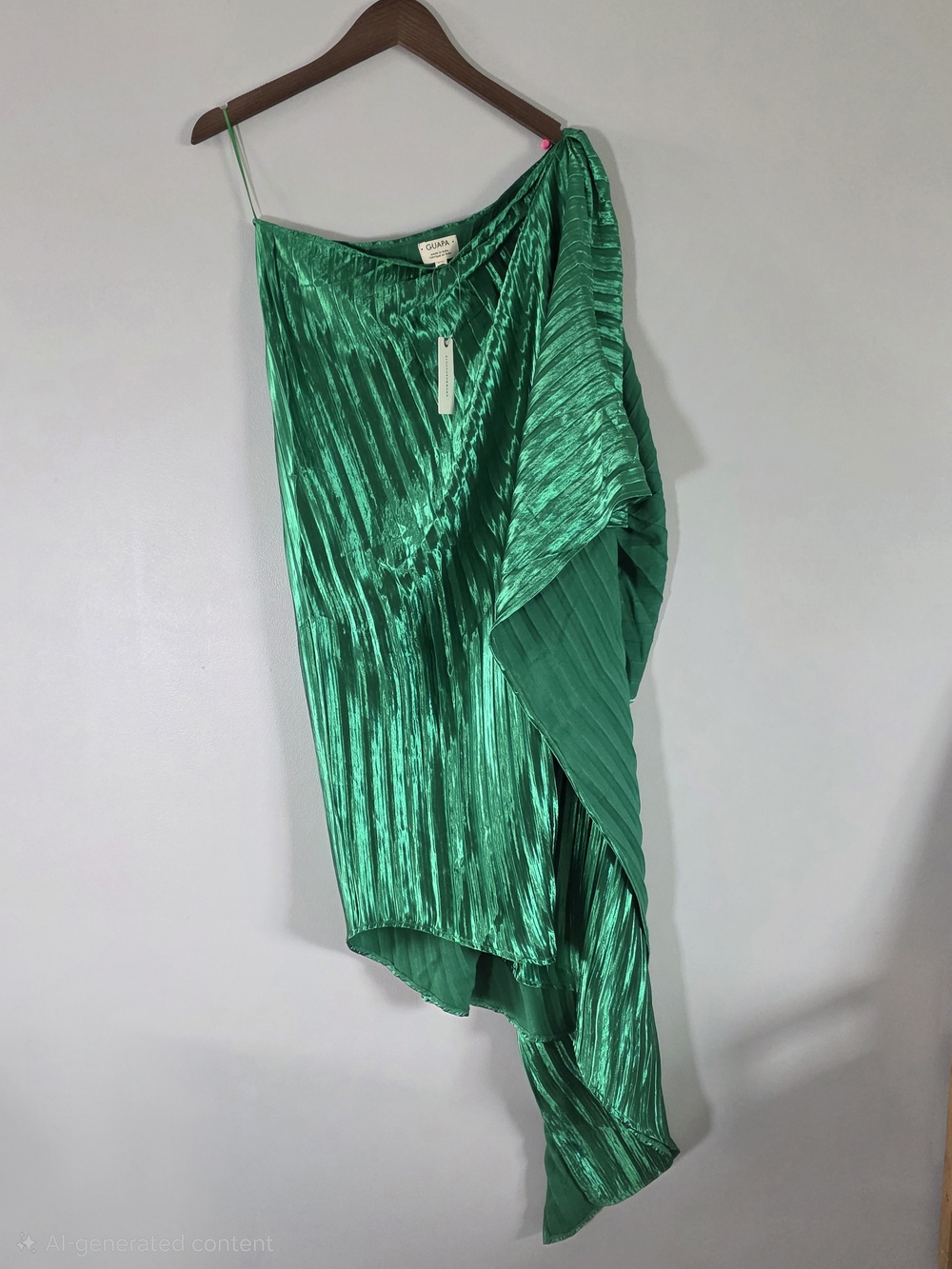 Guapa by Anthropologie One Shoulder Mini Asymmetrical Pleated Dress Sz 12 *NWT